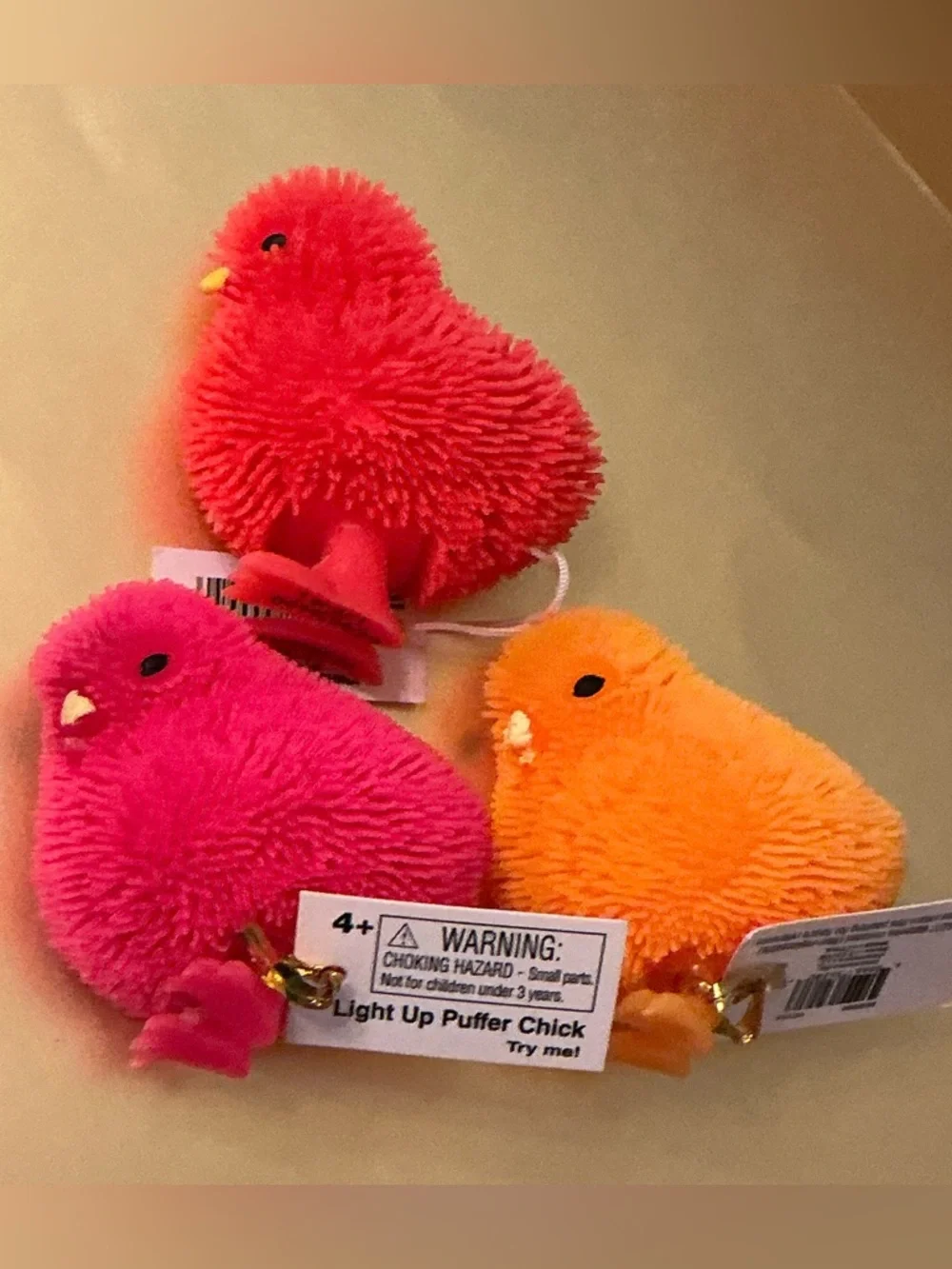 Cute Puffer Chick Rubber Toy Red, Pink, Orange